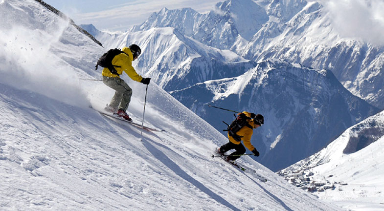 Mountain background for the skiing promotion